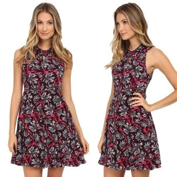 Rebecca Taylor Mystic Garden Twist Keyhole Silk Sleeveless Floral Dress Sz 4 - Picture 1 of 10